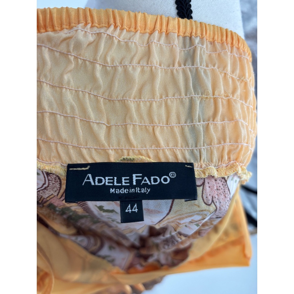 Adele Fado Pleated Handkerchief Dress Womens IT 44 Yellow Paisley Boho Midi - Picture 4 of 8